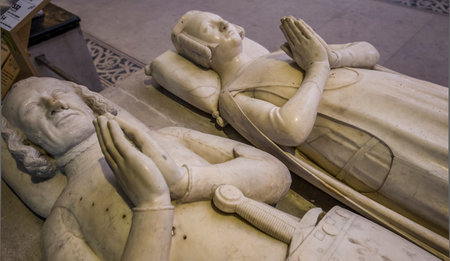 SAINT-DENIS, FRANCE  FEBRUARY 12, 2015 : interiors and details of basilica saint-denis,  necropolis of french monarchs, February, 12, 2015 in Saint-Denis, near Paris, France.のeditorial素材