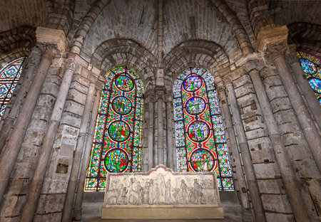 SAINT-DENIS, FRANCE  FEBRUARY 12, 2015 : interiors and details of basilica saint-denis,  necropolis of french monarchs, February, 12, 2015 in Saint-Denis, near Paris, France.のeditorial素材