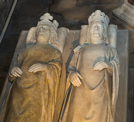 SAINT-DENIS, FRANCE  FEBRUARY 12, 2015 : interiors and details of basilica saint-denis,  necropolis of french monarchs, February, 12, 2015 in Saint-Denis, near Paris, France.のeditorial素材