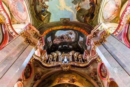 PRAGUE, CZECH REPUBLIC, SEPTEMBER 8 : interiors of Saint Nicholas church in Mala Strana, Prague, czech republik, september 8, 2019 in Prague, czech republicのeditorial素材