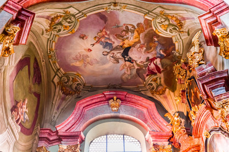 PRAGUE, CZECH REPUBLIC, SEPTEMBER 8 : interiors of Saint Nicholas church in Mala Strana, Prague, czech republik, september 8, 2019 in Prague, czech republicのeditorial素材