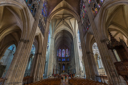 TROYES, FRANCE, SEPTEMBER 09,  2018 : interiors and details of the cathedral, september 09, 2018, in  Troyes, Franceのeditorial素材