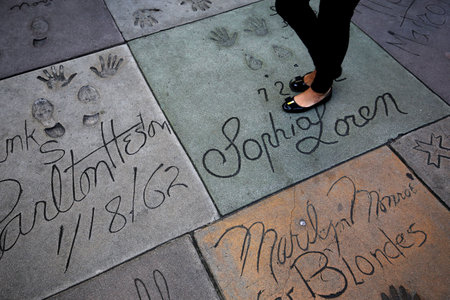 LOS ANGELES, CALIFORNIA - APRIL 12, 2015 : exteriors of the Grauman's chinese theatre, in Hollywood, Los Angeles, california, united statesのeditorial素材
