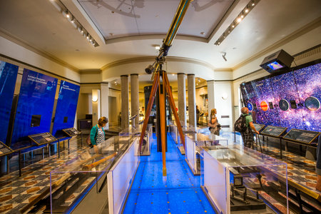 LOS ANGELES, CALIFORNIA - APRIL 12, 2015 : interiors and architectural details of the Griffith observatory, in Los Angeles, california, united statesのeditorial素材