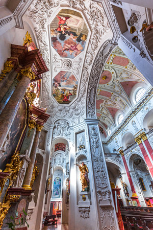 PRAGUE, CZECH REPUBLIC, SEPTEMBER 13 : saint ignatius church, september 13, 2019 in Prague, czech republicのeditorial素材