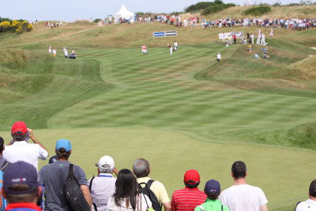GUYANCOURT , FRANCE, JULY 05, 2015 : Golf course hole 12 During the fourth round of the French Open, European golf tour, July 05, 2015 at The golf National, Guyancourt, France.のeditorial素材