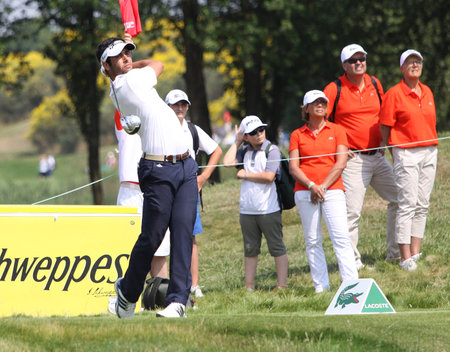GUYANCOURT, FRANCE, JULY 02, 2015 : Andrea Pavan (ITA) at  the golf French Open , European Tour, july 02, 2015, Golf National, Guyancourt, France.のeditorial素材