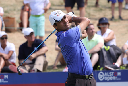 GUYANCOURT , FRANCE, JULY 04, 2015 : felipe aguilar ( spa ) During the third round of the French Open, European golf tour, July 04, 2015 at The golf National, Guyancourt, France.のeditorial素材