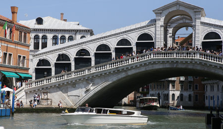 VENICE, ITALY, APRIL 22, 2018 : architectural detais of palaces on the grand canal, april 22, 2018,  in Venice, italyのeditorial素材