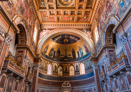 ROME, ITALY, JUNE 18, 2015 : interiors and architectural details of Archbasilica of Saint John Lateran, june 18, 2015, in Rome, Italyのeditorial素材