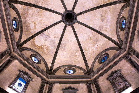 FLORENCE, ITALY, OCTOBER 27, 2015 : interiors and architectural details of Santo Spirito church, october 27, 2015 in Florence, Italyのeditorial素材
