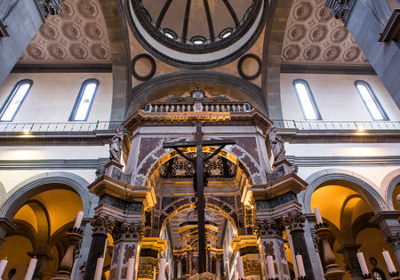 FLORENCE, ITALY, OCTOBER 27, 2015 : interiors and architectural details of Santo Spirito church, october 27, 2015 in Florence, Italyのeditorial素材