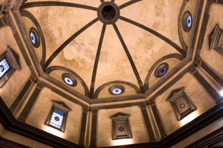 FLORENCE, ITALY, OCTOBER 27, 2015 : interiors and architectural details of Santo Spirito church, october 27, 2015 in Florence, Italyのeditorial素材