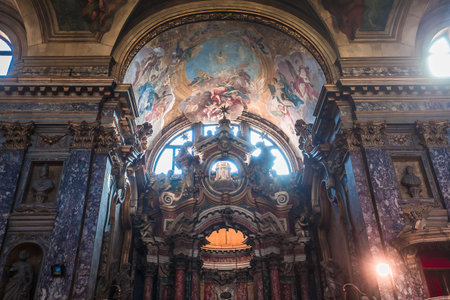 VENICE, ITALY, APRIL 25, 2018 : interiors and architectural details of Santa Maria di Nazareth church, april 25, 2018,  in Venice, italyのeditorial素材