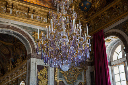 VERSAILLES FRANCE  JULY 06 : Interiors, architectural details an decorated roofs of the Chateau de Versailles, near Paris, France.  JULY 06, 2013 in Versailles, Franceのeditorial素材