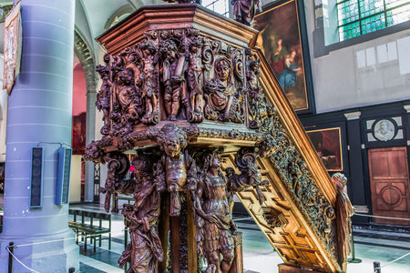 ANVERS, BELGIUM  AUGUST 04, 2014 : Interiors, paintings and details of Church of Our Lady Bruges,  August 4, 2014,  in  Anvers, Belgiumのeditorial素材