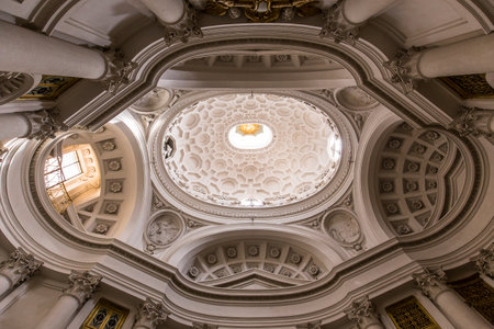 ROME, ITALY, JUNE 13, 2015 : interiors and architectural details of San Carlo alle Quattro Fontane church, june 13, 2015, in Rome, Italyのeditorial素材