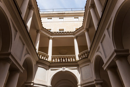ROME, ITALY, JUNE 13, 2015 : interiors and architectural details of San Carlo alle Quattro Fontane church, june 13, 2015, in Rome, Italyのeditorial素材