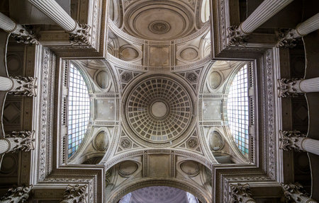 Paris, France  March 13, 2014 : architectural details of the Pantheon necropolis, built in 1757 by Soufflot, in latin district, in Paris, France.のeditorial素材