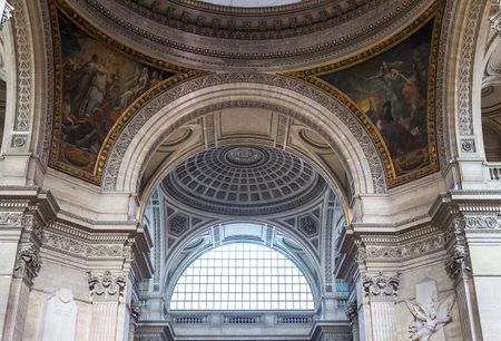 Paris, France  March 13, 2014 : architectural details of the Pantheon necropolis, built in 1757 by Soufflot, in latin district, in Paris, France.のeditorial素材