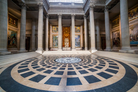 Paris, France  March 13, 2014 : architectural details of the Pantheon necropolis, built in 1757 by Soufflot, in latin district, in Paris, France.のeditorial素材