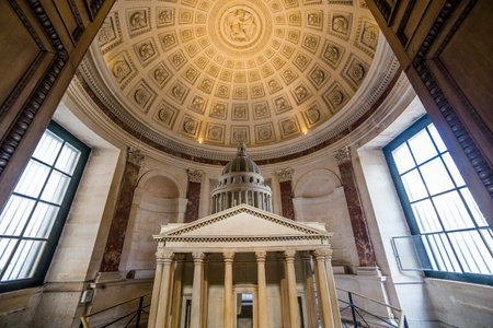 Paris, France  March 13, 2014 : architectural details of the Pantheon necropolis, built in 1757 by Soufflot, in latin district, in Paris, France.のeditorial素材