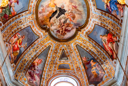 NAPLES, ITALY  MAY 16, 2014 : Interiors and details of San Domenico Maggiore church, May 16, 2014,  in  Naples, Italyのeditorial素材