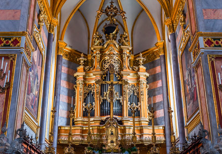 NAPLES, ITALY  MAY 16, 2014 : Interiors and details of San Domenico Maggiore church, May 16, 2014,  in  Naples, Italyのeditorial素材