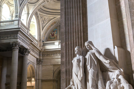 Paris, France  March 13, 2014 : architectural details of the Pantheon necropolis, built in 1757 by Soufflot, in latin district, in Paris, France.のeditorial素材