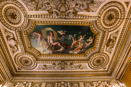 PARIS, FRANCE, SEPTEMBER 19, 2015 : Interiors and architectural details of the embassy of Poland, hotel de Monaco, september 19, 2015, in Paris, France.のeditorial素材