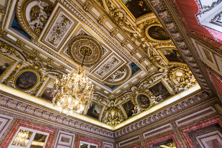 PARIS, FRANCE, SEPTEMBER 19, 2015 : Interiors and architectural details of the embassy of Poland, hotel de Monaco, september 19, 2015, in Paris, France.のeditorial素材