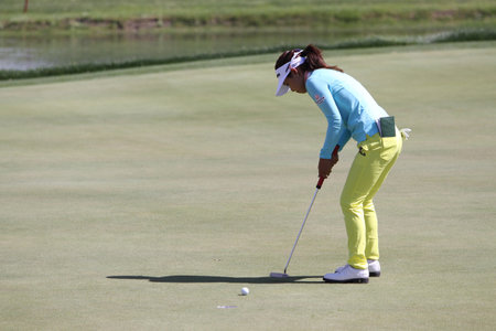 RANCHO MIRAGE, CALIFORNIA - APRIL 04, 2015 : Jenny shin of usa at the ANA inspiration golf tournament on LPGA Tour, April 04, 2015 at The Mission Hills country club, Rancho Mirage, Californiaのeditorial素材