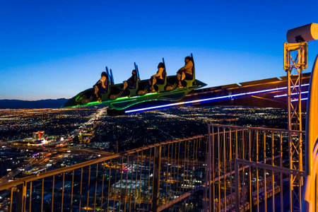 LAS VEGAS, NEVADA - APRIL 10, 2015 : aerial view of the city from the stratosphere building, in Las Vegas, Nevada, united statesのeditorial素材