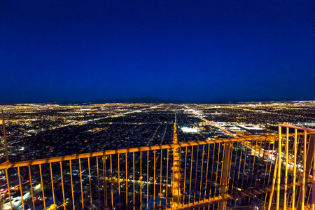 LAS VEGAS, NEVADA - APRIL 10, 2015 : aerial view of the city from the stratosphere building, in Las Vegas, Nevada, united statesのeditorial素材