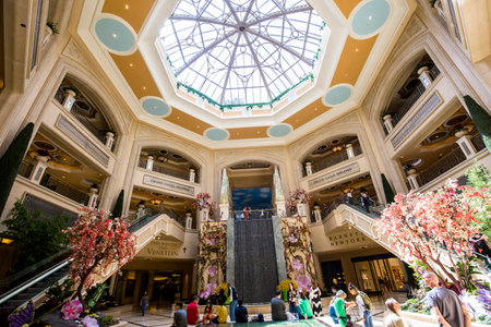 LAS VEGAS, NEVADA - APRIL 06, 2015 : interiors and details of the Venetian hotel, in Las Vegas, Nevada, united statesのeditorial素材