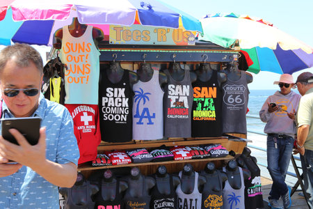 SANTA MONICA, CA, UNITED STATES, APRIL 12, 2015 : Santa Monica pier on the beach of santa monica, california, united statesのeditorial素材