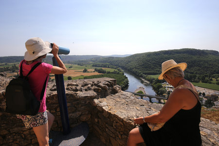CASTELNAUD, FRANCE, JULY 16, 2015 : exteriors and views from Chateau de Castelnaud la chapelle, july 16, 2015, in Dordogne, Franceのeditorial素材