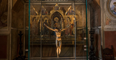 FLORENCE, ITALY, OCTOBER 28, 2015 : interiors and details of the Bargello, october 28, 2015 in Florence, Italyのeditorial素材