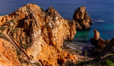 LAGOS, PORTUGAL, JANUARY 27, 2019 : Cliffs of Ponta da Piedade, january, 27, 2019, in Lagos, algarve, portugalのeditorial素材