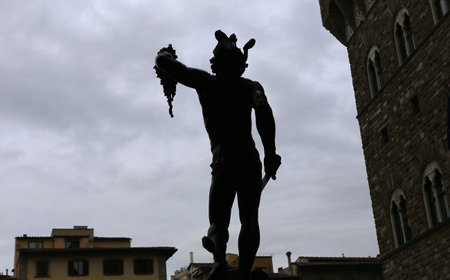 FLORENCE, ITALY, OCTOBER 27, 2015 : Statues in piazza della signoria, october 27, 2015 in Florence, Italyのeditorial素材