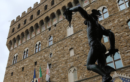 FLORENCE, ITALY, OCTOBER 27, 2015 : Statues in piazza della signoria, october 27, 2015 in Florence, Italyのeditorial素材