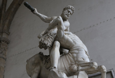 FLORENCE, ITALY, OCTOBER 27, 2015 : Statues in piazza della signoria, october 27, 2015 in Florence, Italyのeditorial素材