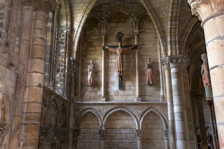 REIMS, FRANCE, SEPTEMBER 14, 2015: Interiors and architectural details of Saint-Remi basilica, september 14, 2015, in Reims, Champagne, France.のeditorial素材
