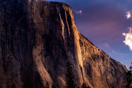 World famous rock climbing wall of El Capitan, Yosemite national park, California, usaの写真素材
