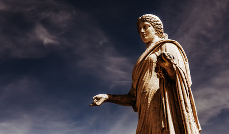 COMPIEGNE, FRANCE, AUGUST 13, 2016: statue in gardens of chateau de Compiegne, august 13, 2016 in Compiegne, Oise, Franceのeditorial素材