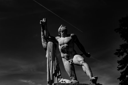 COMPIEGNE, FRANCE, AUGUST 13, 2016: statue in gardens of chateau de Compiegne, august 13, 2016 in Compiegne, Oise, Franceのeditorial素材