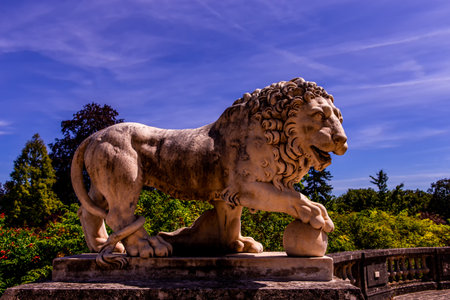COMPIEGNE, FRANCE, AUGUST 13, 2016: statue in gardens of chateau de Compiegne, august 13, 2016 in Compiegne, Oise, Franceのeditorial素材
