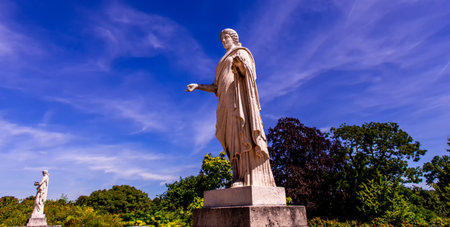 COMPIEGNE, FRANCE, AUGUST 13, 2016: statue in gardens of chateau de Compiegne, august 13, 2016 in Compiegne, Oise, Franceのeditorial素材