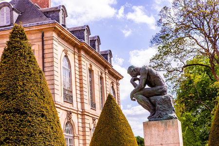 PARIS, FRANCE, APRIL 23, 2017: exteriors, sculptures and gardens of the Rodin museum, april 23, 2017, in Paris, Franceのeditorial素材