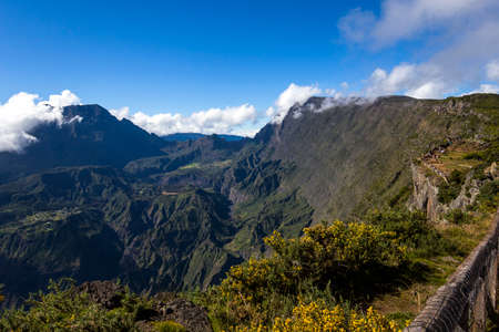PITON MAIDO, LA REUNION, FRANCE, APRIL 30: Mafate circus from viewpoint of piton Maido, La Reunion island, Indian Ocean, april 30, 2016, in Piton Maido, Franceの写真素材